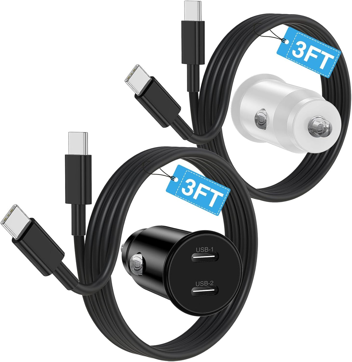 USB C Car Charger for iPhone 15 Pro/15 Pro Max/15 Plus, [MFi Certified] Dual 40W Fast Charging Adapter with 3FT USB C