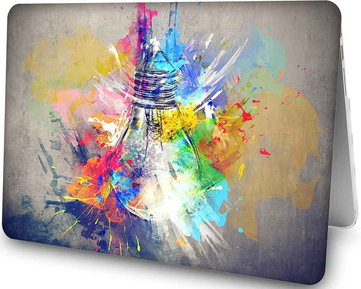 Compatible with MacBook Air 13 Inch Case 2017 2016 2015 2014 2013 2012 2011 2010 Release A1466/A1369, Plastic Hard Shell Case & Keyboard Cover & Screen Protector - Colorful Bulb