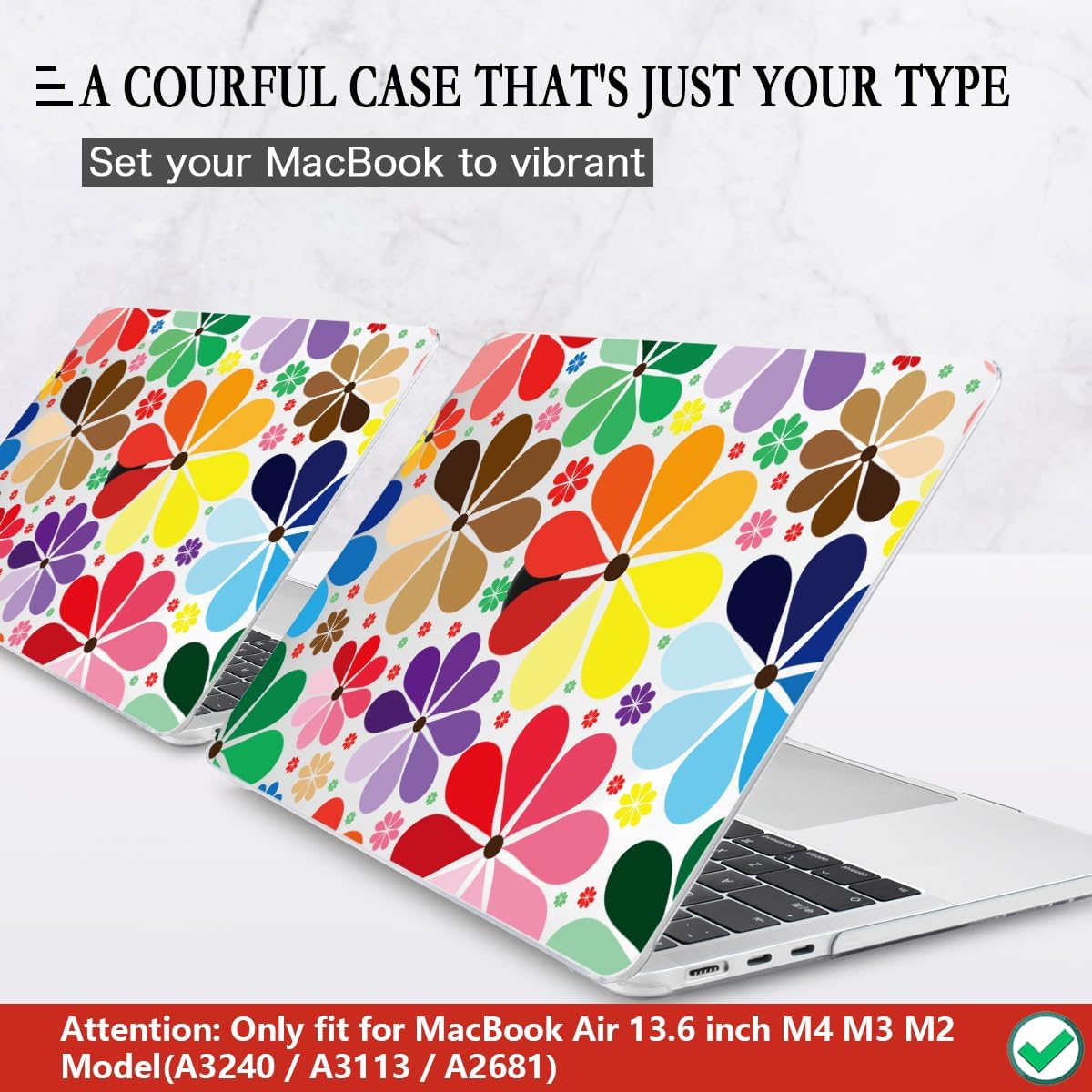 CISSOOK Compatible with MacBook Air 13.6 inch Case 2025 2024 2023 2022 Release A3240 A3113 A2681, Plastic Hard Shell Case Keyboard Cover Set for MacBook Air 13 inch M2 M3 M4, Colorful Floral
