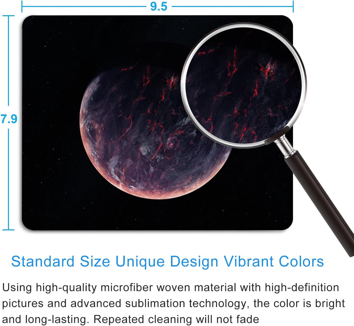 Sci-fi Galaxy Planet Mouse Pad Personalized Design Laptop Computer Non-Slip Rubber Mousepad 9.5x7.9 Inch