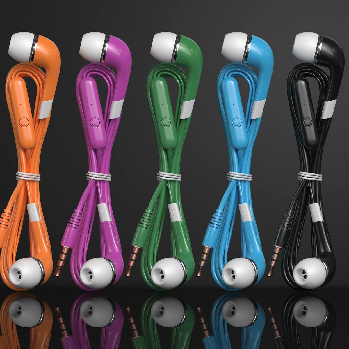 SP SOUNDPRETTY Bulk Earbuds with Microphone 10 Pack, Wired Earbuds Earphones Multicolor Headphones with mic for Kids for School for Classroom Students