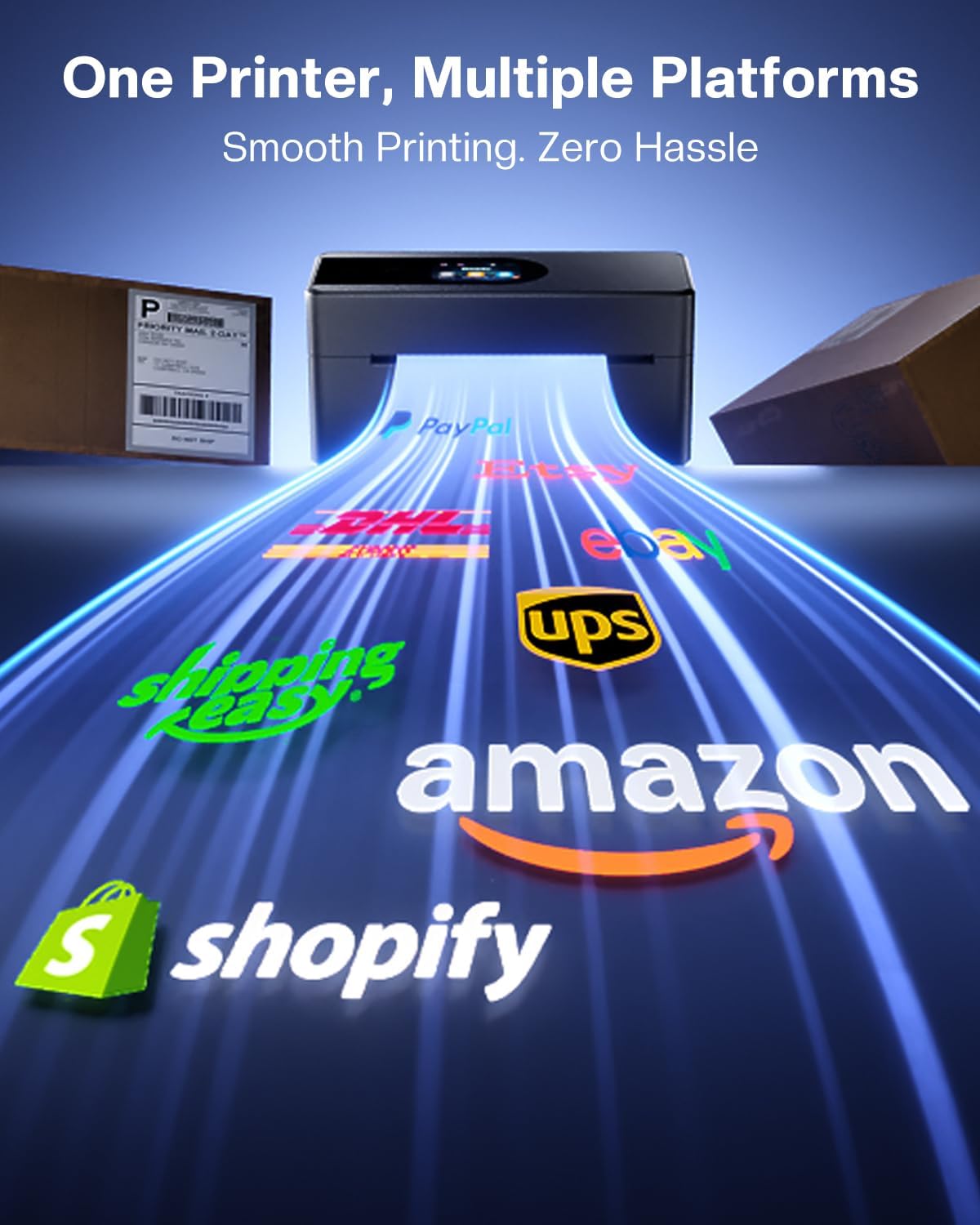 Bluetooth Shipping Label Printer with Touchscreen – Upgraded 4x6 Thermal Printer for Small Businesses & Shipping Packages, Compatible with Phone, PC and Tablet, Widely Used for Amazon, Shopify, Etsy