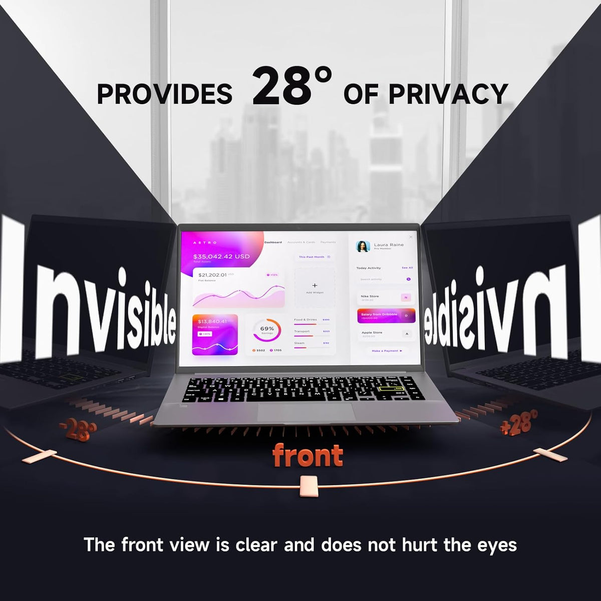 Laptop Privacy Screen 15.6 Inch Compatible with HP/ Dell/ Acer/ Samsung/Asus/ Lenovo/Toshiba, Removable 16:10 Aspect Privacy Filter Screen Protector for 15.6 Inch Laptop, Anti Glare Blue Light Laptop