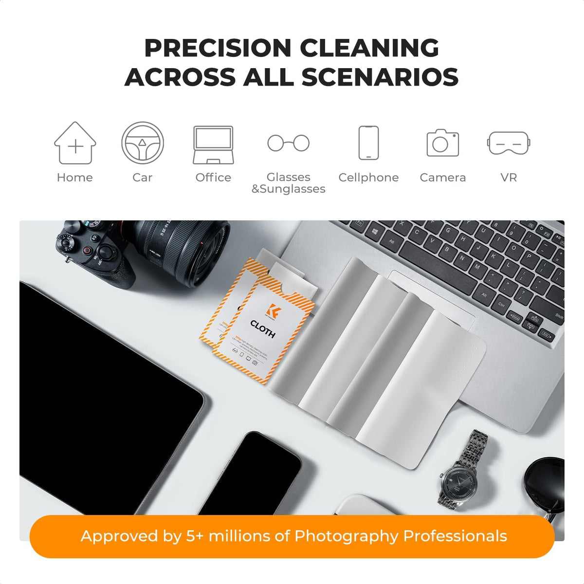 30 Pack Headset, K&F CONCEPT Lens Cleaning Cloth | Microfiber Cleaning Cloth | Glasses Cleaning Cloths | Eyeglass Lens