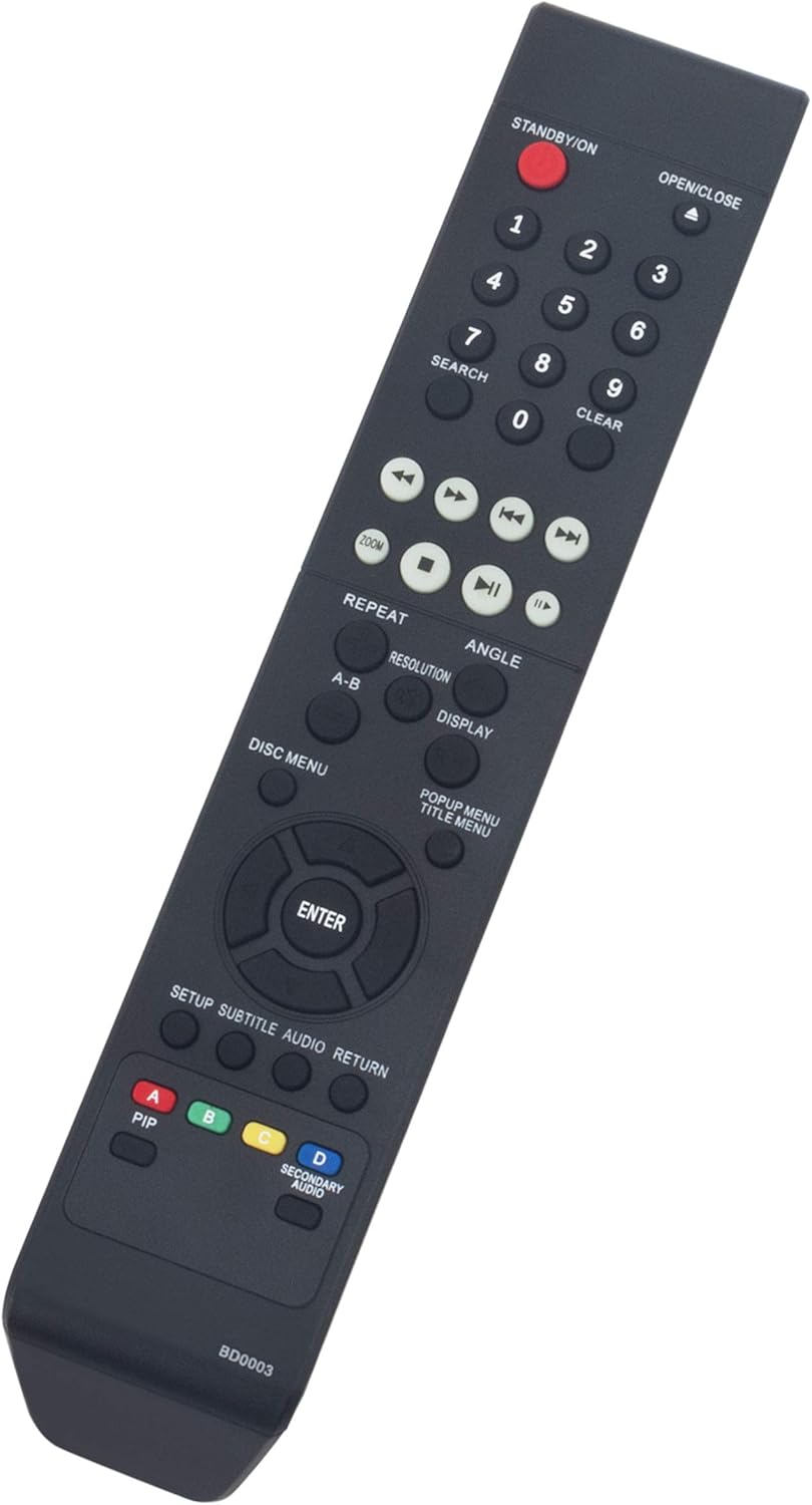 BD003 Replacement Remote for Insignia Blu-ray Disc Player Models NS-BRDVD3, NS-WBRDVD, NS-BRDVD4, and More