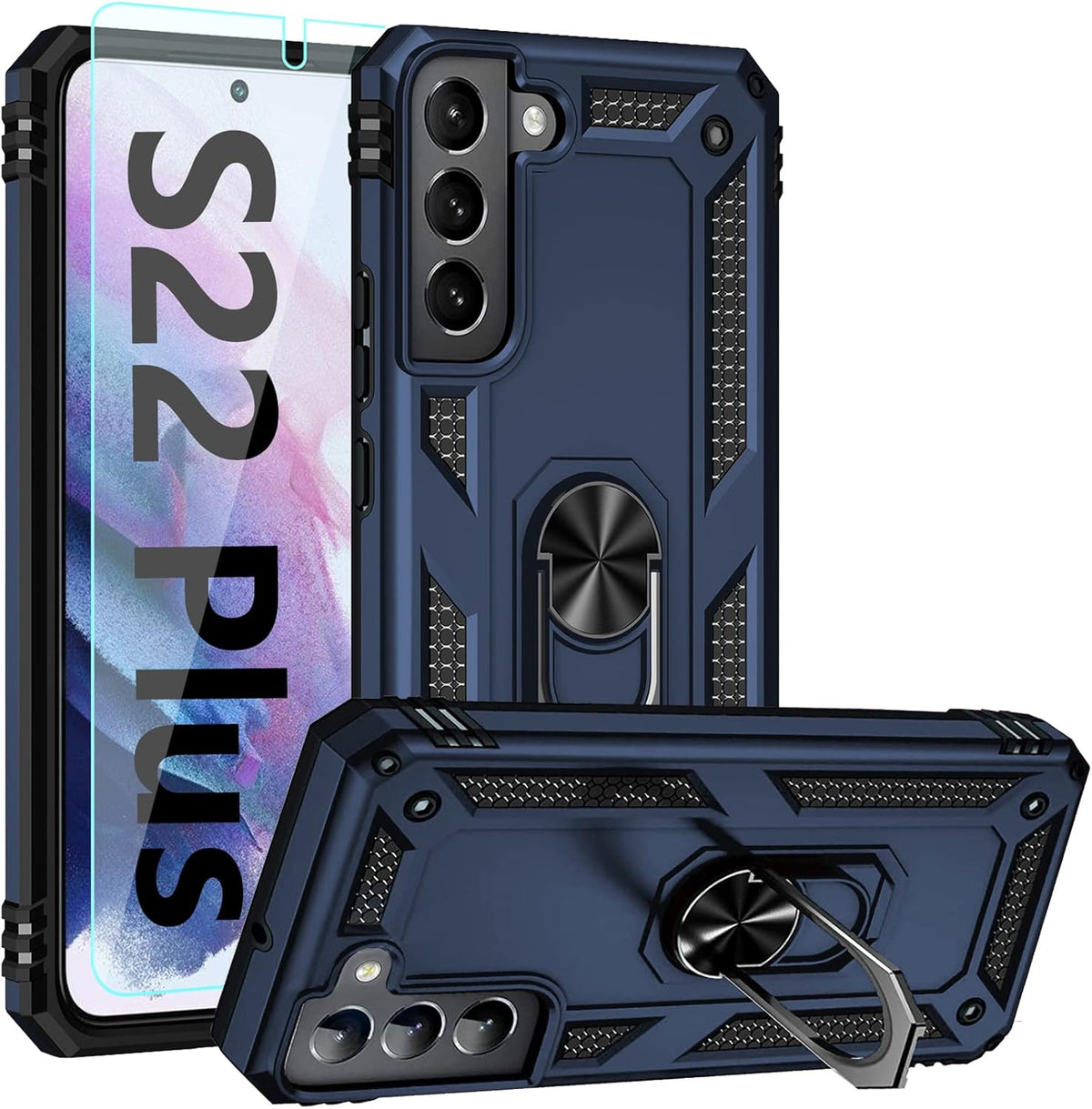 Samsung Galaxy S22 Plus Case with Screen Protector, [Military Grade] 16ft Drop Tested Cover with Magnetic Kickstand,