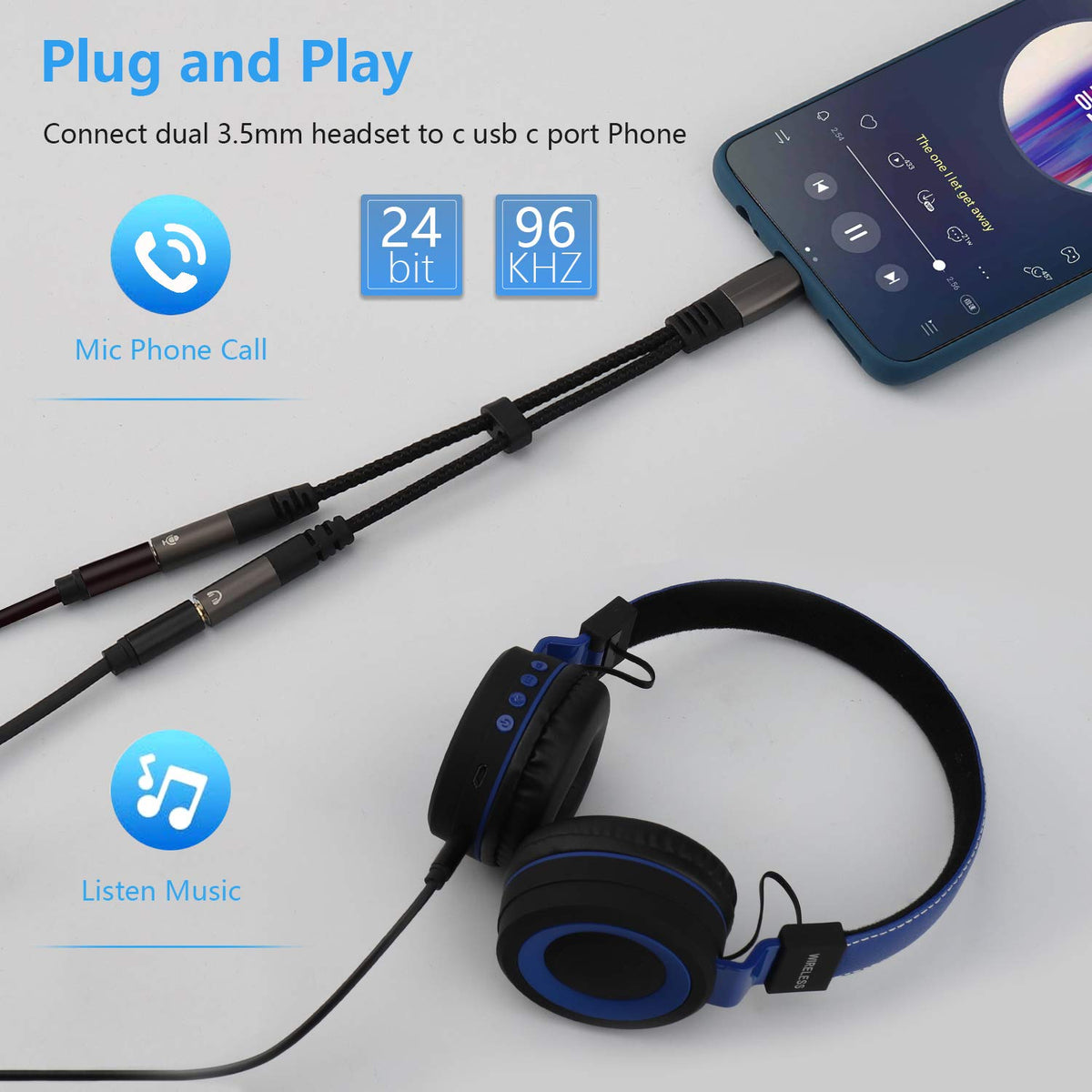USB C Microphone Adapter, USB C to 3.5mm Combo 3.5mm Hi Fi Audio & Mic Jack Splitter Compatible with iPhone 16 15 Pro Max/15 Pro/15 Plus,iPad Pro/Air