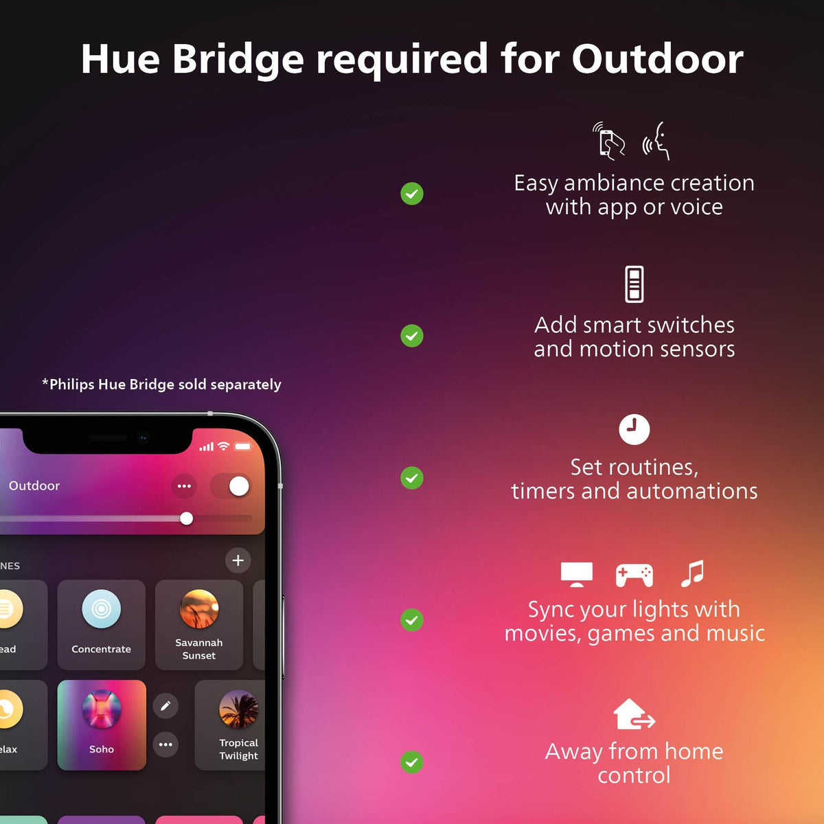 Philips Hue Econic Square Outdoor Smart Wall Light, Black - White and Color Ambiance LED Color-Changing Light - 1 Pack - Requires Hue Bridge - Control