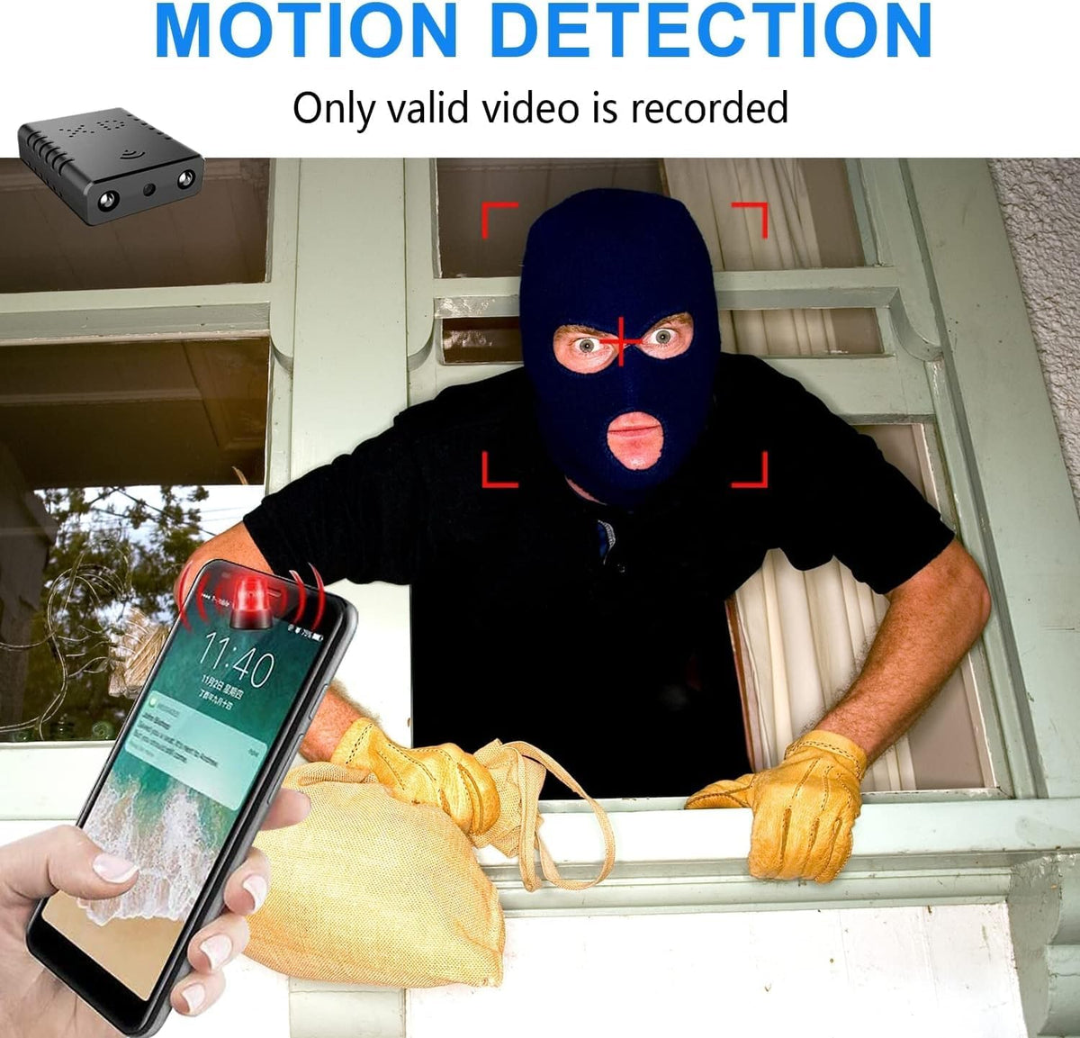 Smallest WiFi Camera, HD1080P Wireless Portable Camera with Night Vision, Motion Detection, Cloud Storage