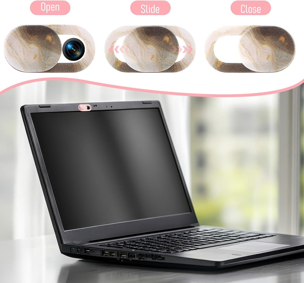 DOPENSPI 8PCS Webcam Cover Slide, Colorful&Marble Laptop Camera Cover Slide Computer Phone Camera Covers Privacy