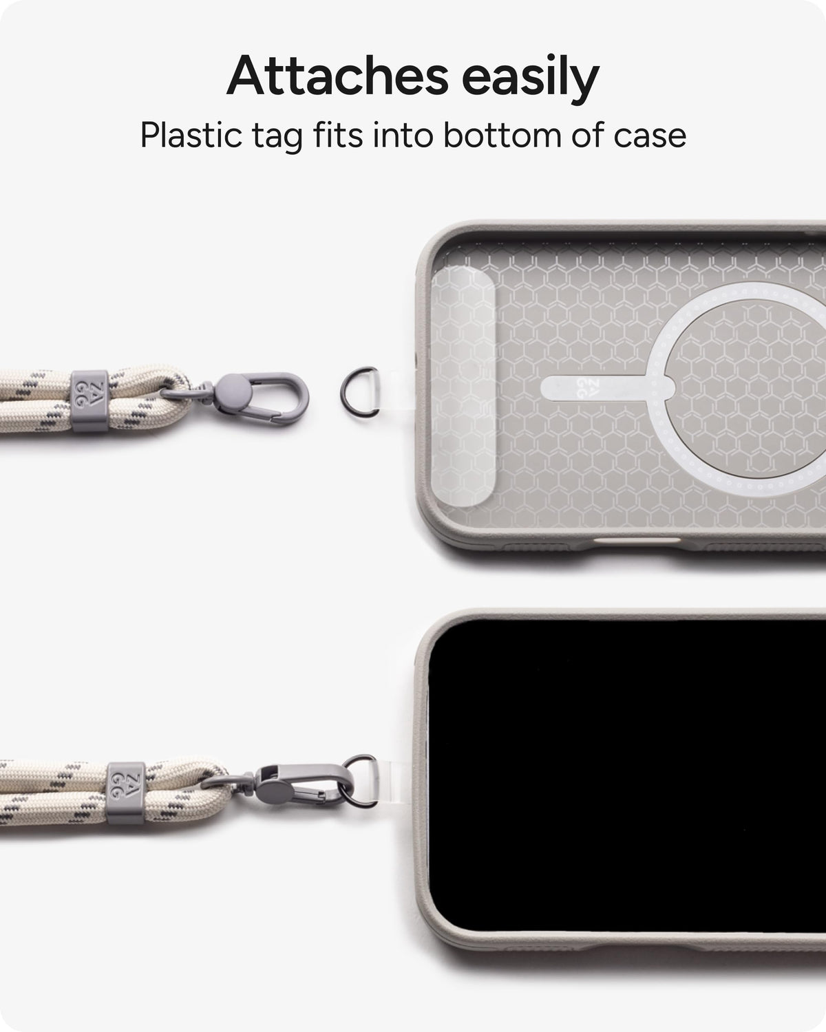 ZAGG Crossbody Lanyard for Phone Cases with Lanyard Attach Points - Adjustable Durable Nylon Strap with Tear-Proof Tab - Comfortable Hands-Free Carry
