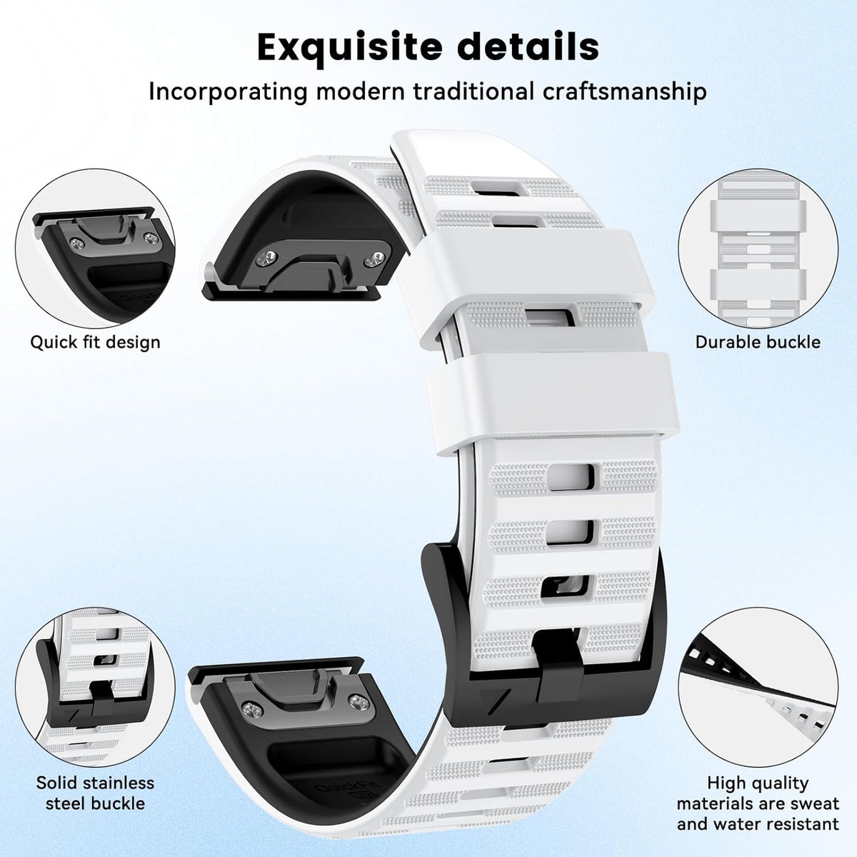 OVERSTEP Compatible with Garmin Fenix 7 Band, 22mm Wide Soft Replacement Strap for Fenix 5, 6, 7 Smart Watch