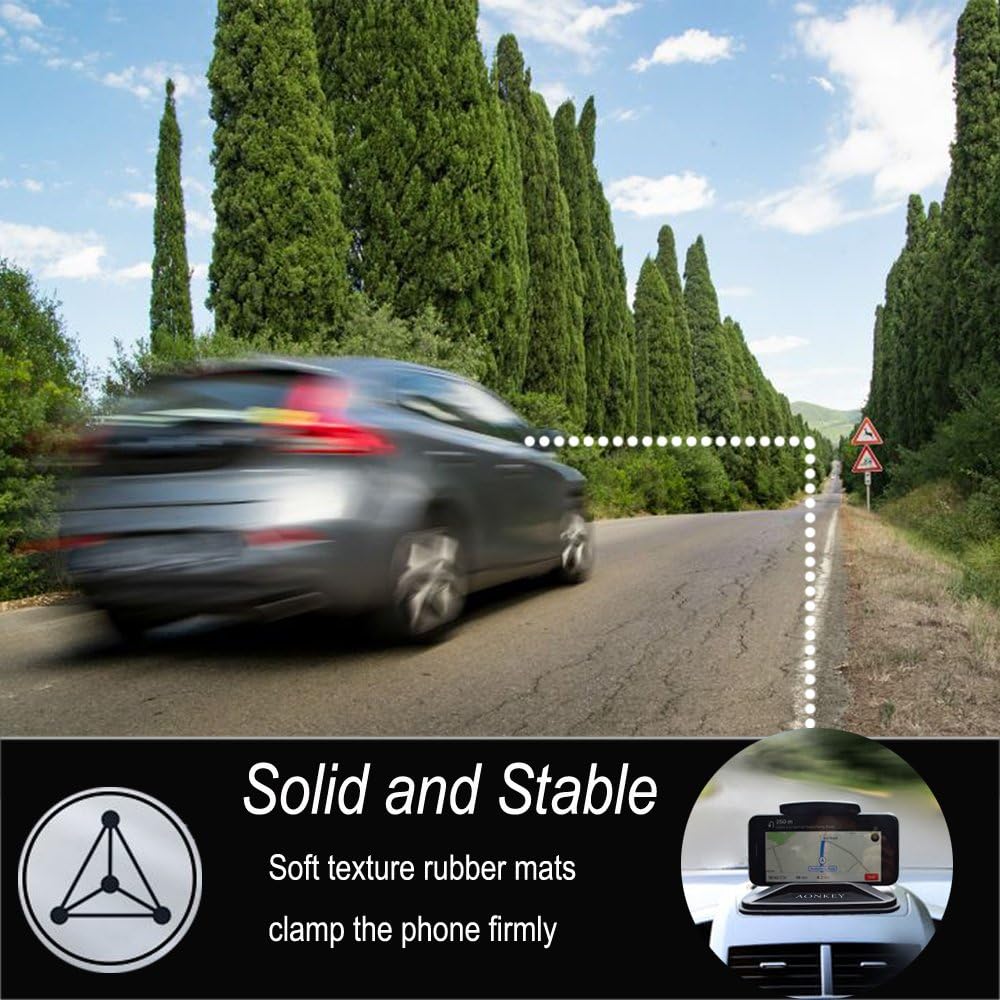 AONKEY Cell Phone Holder for Car, Anti-Slip Dashboard Mount for All Smartphones, Compatible with iPhone & Galaxy