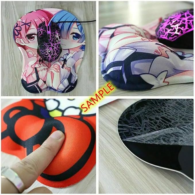 3D Mouse Pad Oppai Mousepad with Soft Gel Wrist Rest Anime Manga Gaming Boob pad Anti-Slip Mouse Mat （Yoruich 30）