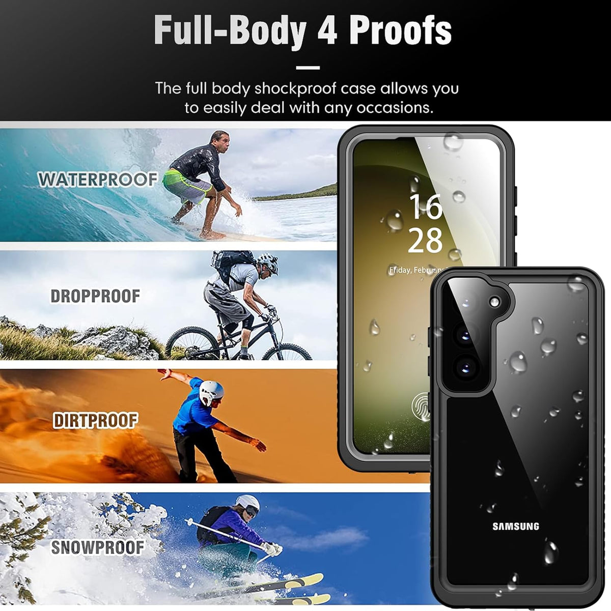 GOLDJU for Samsung Galaxy S23 Plus Case, Waterproof with Built-in Screen/Lens Protector, [14FT Military Drop Proof]