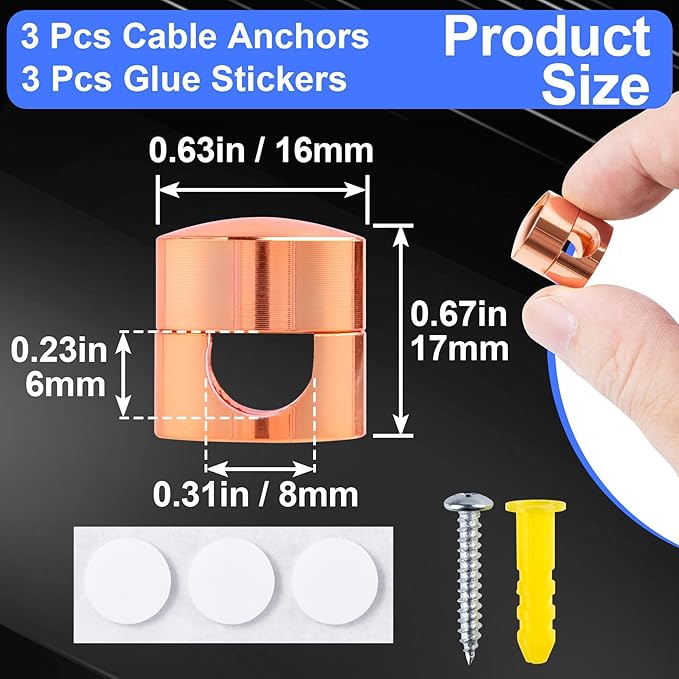 SmallCat 3 Sets Charger Holders for Cords, Rose Gold Cord Holders