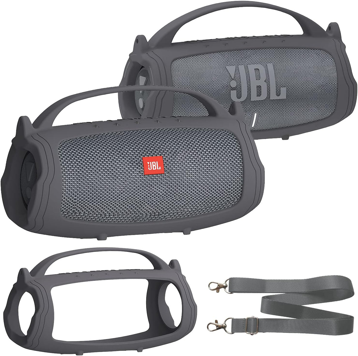 Silicone Cover Case Compatible with JBL Charge 4/Charge 5, Soft Skin Sleeve for Bluetooth Speaker Accessories (Gray)