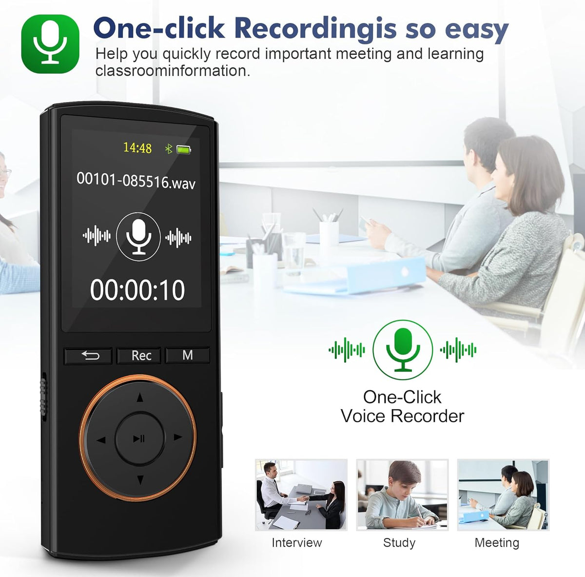 MP3 Player, Safuciiv 32GB with Bluetooth 5.2, Lossless Music HiFi Sound Quality, FM Radio, Earphones Included