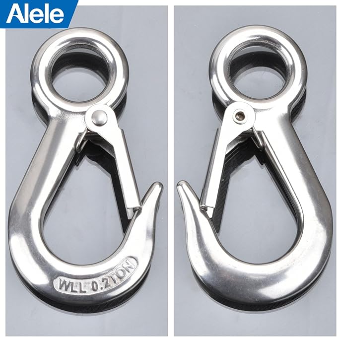 Alele 2Pack 0.5T Crane Scale Grab Hooks,Slip Hooks,Stainless Steel Lifting Hook Rigging Accessory