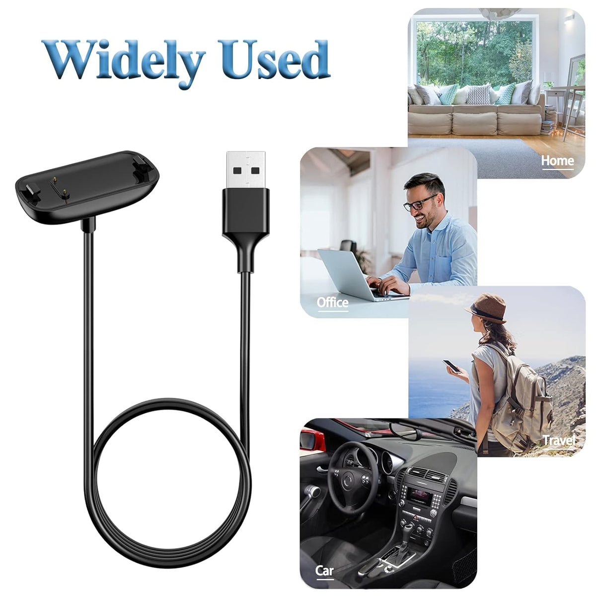 Meliya [2-Pack] Charger Cable for Fitbit Inspire 3, Replacement USB Charging Cradle Dock Stand Cable for Inspire 3