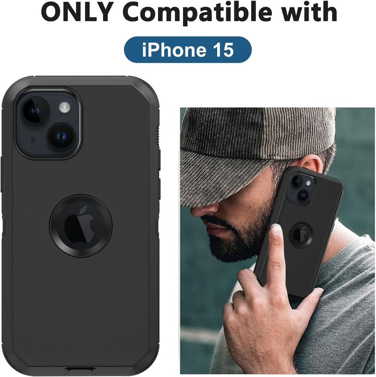 Shop Apple iPhone 15 Case - Heavy Duty, Full Body 3-Layer Rugged, Built-in Screen Protector, Shockproof, Dustproof,