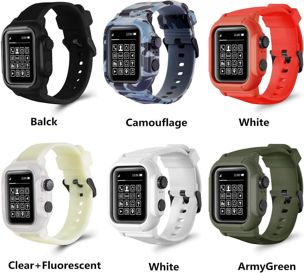 Compatible with Apple Watch Series 5/4 44mm IP68 Waterproof Case, for Series 3/2 42mm with Comfortable Silicone Band