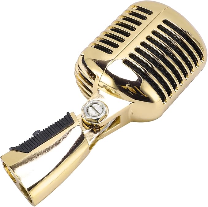 Dynamic Microphone with Rugged Design &amp Shock Mount - Cardioid Pattern Zinc Alloy Studio &amp Live Performances (Gold)