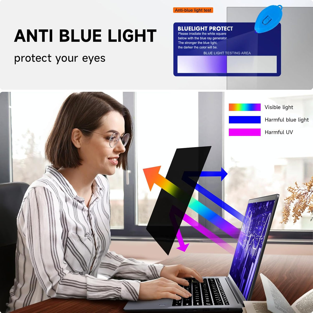 Mamol Laptop Privacy Screen 17 Inch for 16:10 Widescreen Display, Anti Blue Light Glare Filter, Removable Screen Shield, Anti-Scratch Screen Protector
