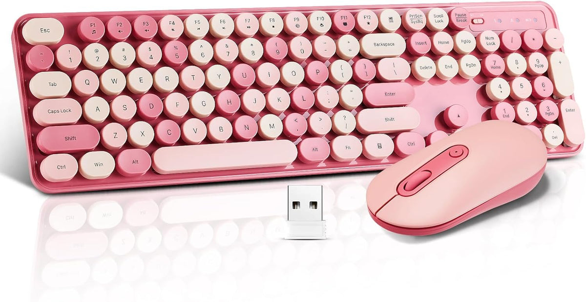 Guiheng Set 2.4G Wireless Keyboard and Mouse Combo, Full Size Compact Quiet Wireless Keyboard and Mouse Ultra-Thin