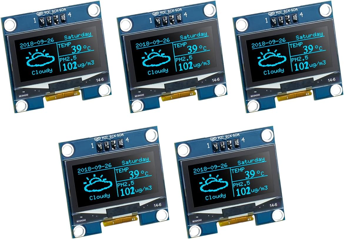 Hosyond 5 1.3 Inch I2C 128x64 SH1106 Pcs IIC OLED Display Module Pixel Screen Module Compatible with Arduino/Raspberry