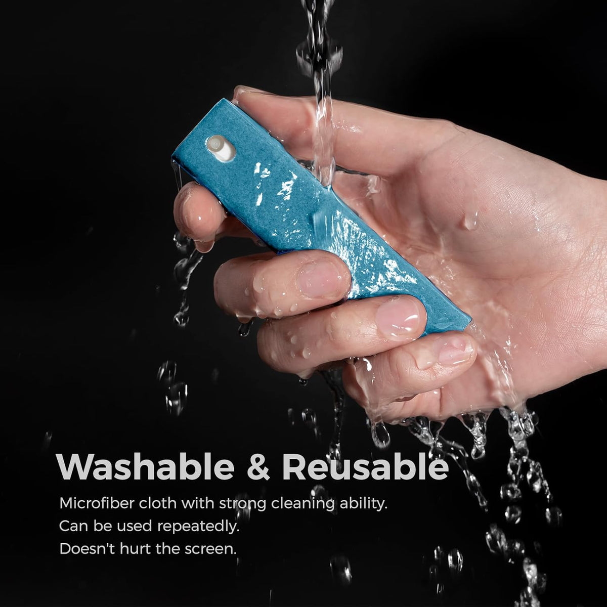 CLICK CLEAN Screen Cleaner, Fingerprint Proof Screen Cleaner Spray, All-in-One Cleaner with Microfiber and Shell for All Phones, Laptop and Tablet Screens (Light Blue)