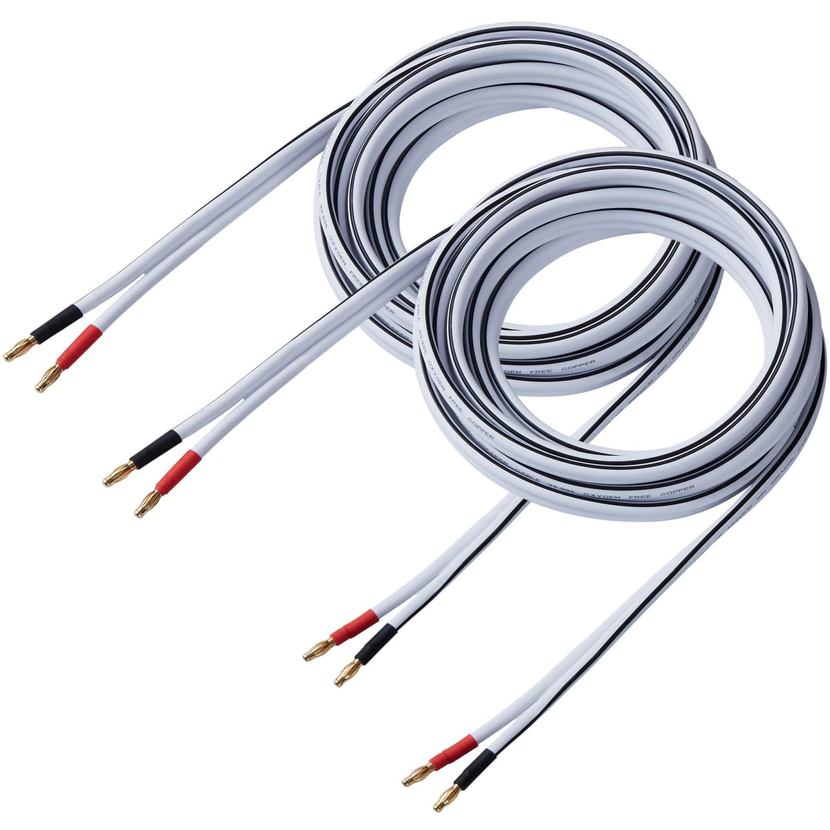 14 AWG HD Premium Soft Touch HiFi Speaker Cable with Banana Plugs (2 Pack, 6 Feet)