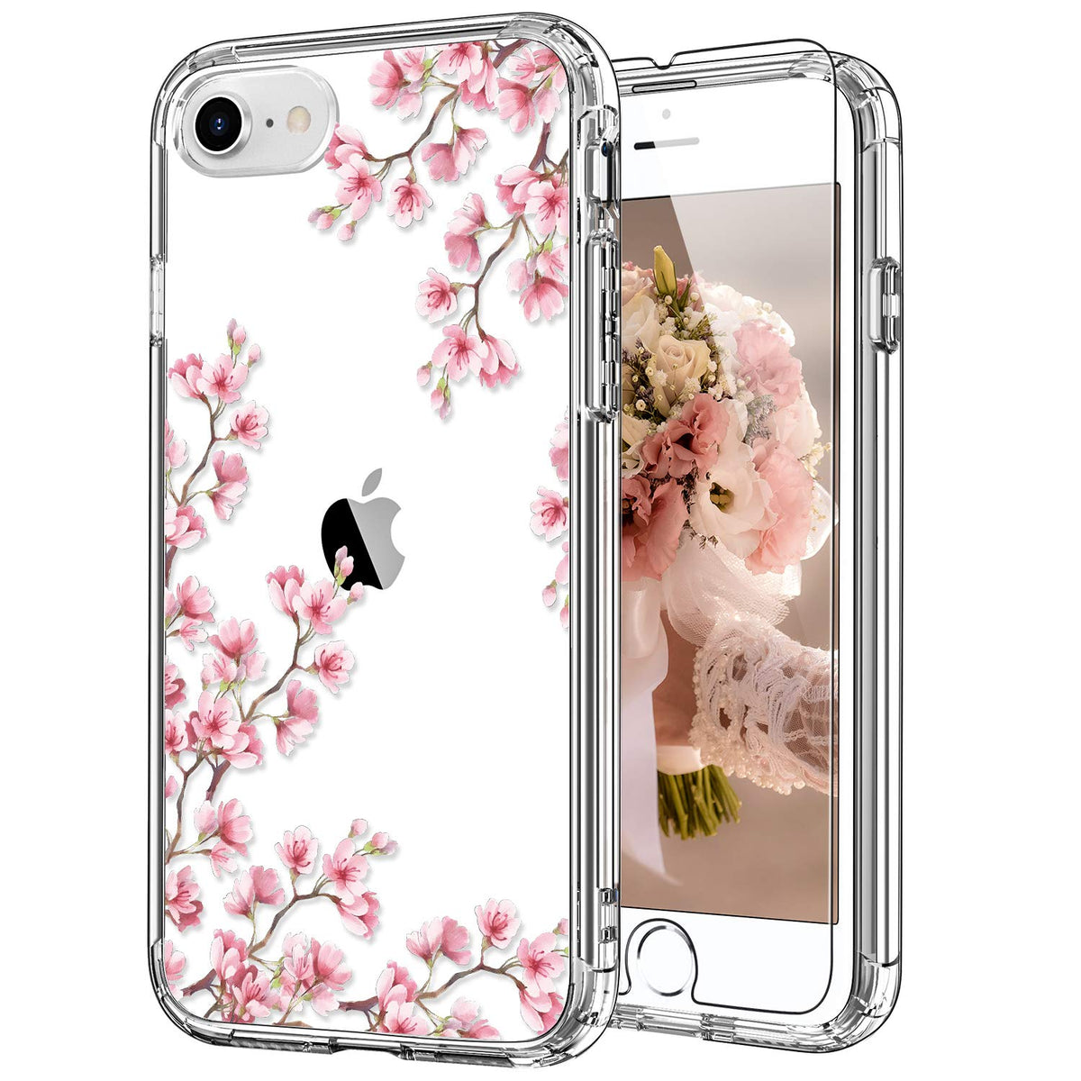 Icedio For Iphone Se 2022, Se 2020 Case,Iphone 8/7 Case With Screen Protector,Clear Tpu Cover With Fashion Designs For Girls Wom
