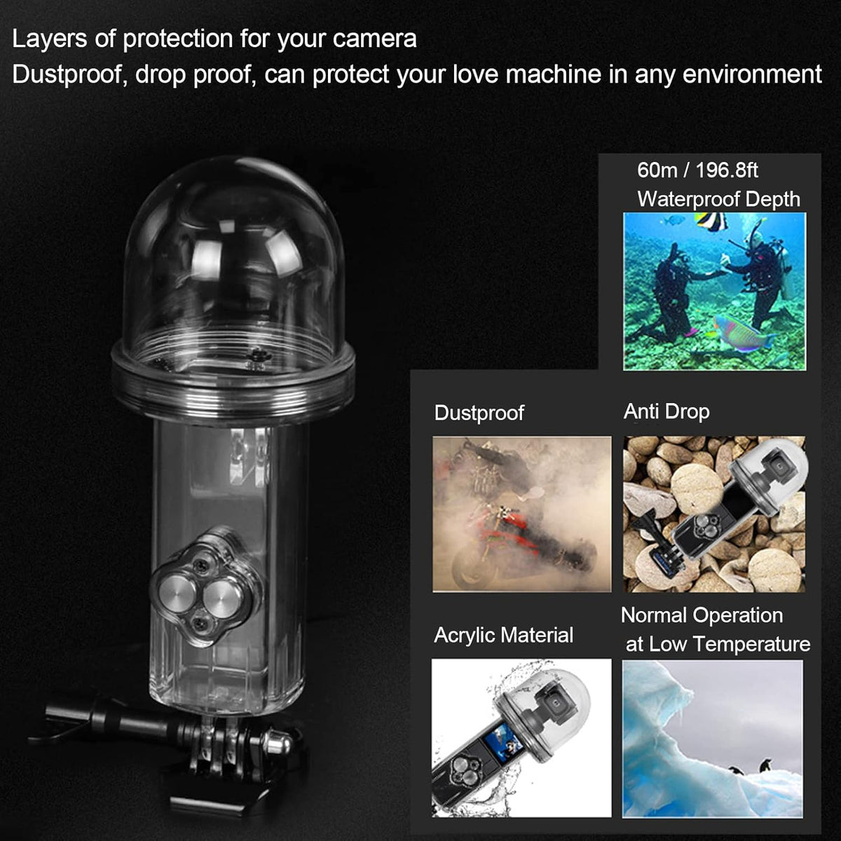 for DJI Osmo Pocket Waterproof Housing, High Translucent Acrylic Protective Case for Surfing Diving Swimming,