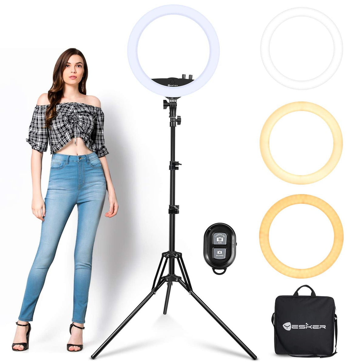 Ring Light with Tripod Stand, Yesker 14 Inch LED Ringlight Kit with Phone Holder Adjustable Color Temperature Circle Lighting, Led Photo Beauty Ring