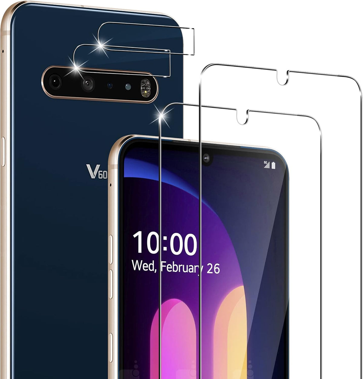 [2+2 Pack] Tempered Glass Screen Protector for LG V60 ThinQ, Anti-fingerprint and Shatter Proof, Not for Dual Screen