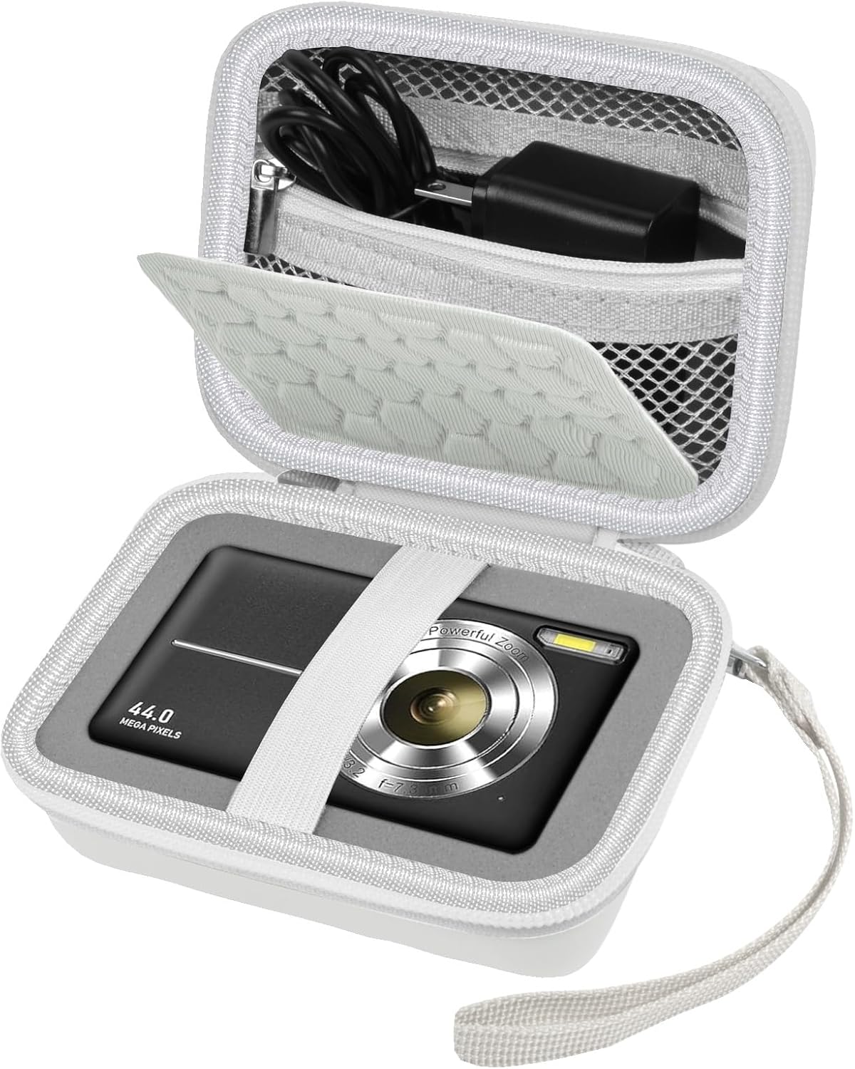 Carrying & Protective Case for Digital Camera, AbergBest 21 Mega Pixels 2.7" LCD Rechargeable HD/Kodak Pixpro/Canon PowerShot ELPH 180/190 / Sony DSCW800 / DSCW830 Cameras for Travel - White