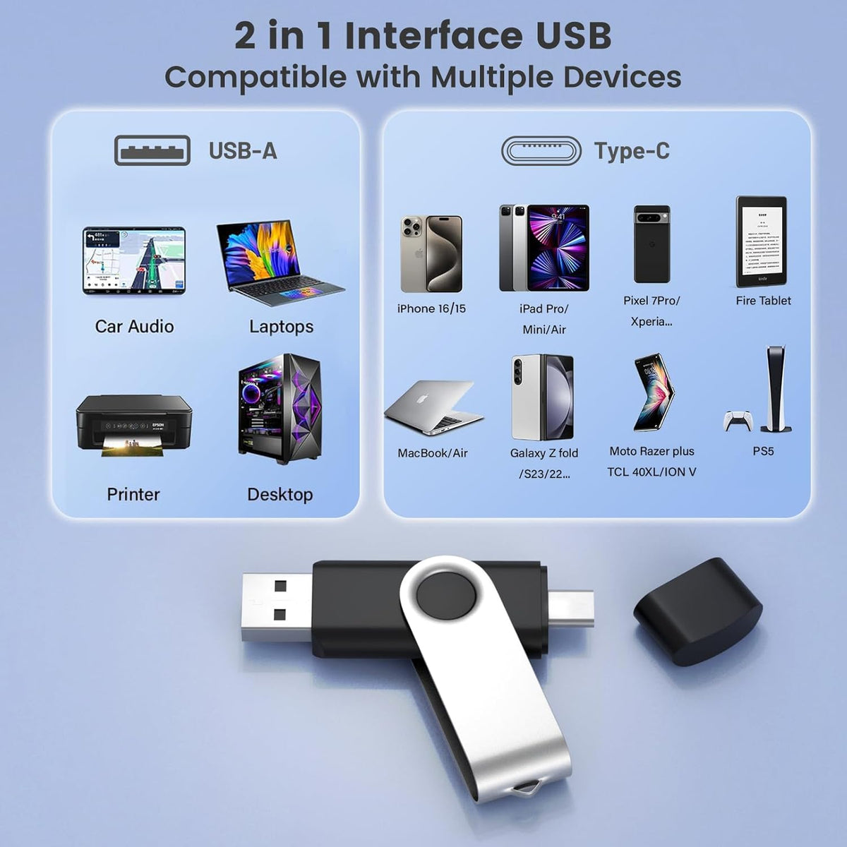 ABLAZE 32GB USB C Flash Drive 10 Pack, OTG USB 2.0 + Type C Memory Stick Dual Type C Thumb Drive Compatible with iPhone 16/15, Android Smartphone, Computers, Tablets, Mac,iPad,PC