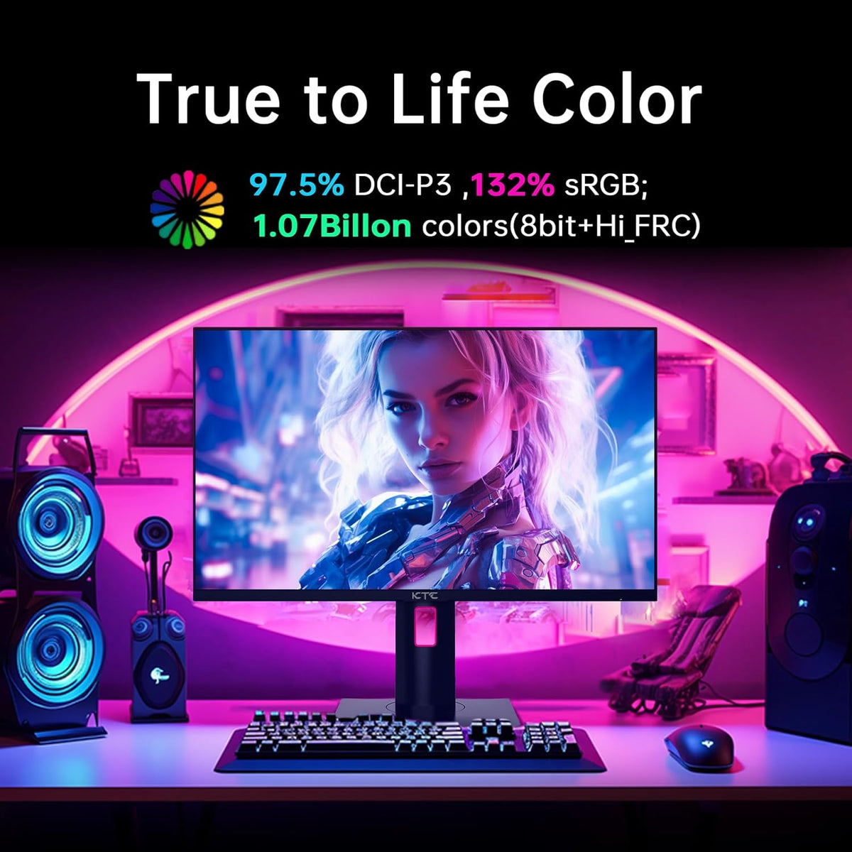 KTC 27" 4K UHD 144Hz Gaming Monitor - Fast IPS Panel 160Hz 1ms GTG, HDR400 132% sRGB, HDMI2.1/DP1.4, VESA Mount, Height/Tilt/Pivot/Swivel Stand, Vertical Monitor Ideal for Gamers, Designers