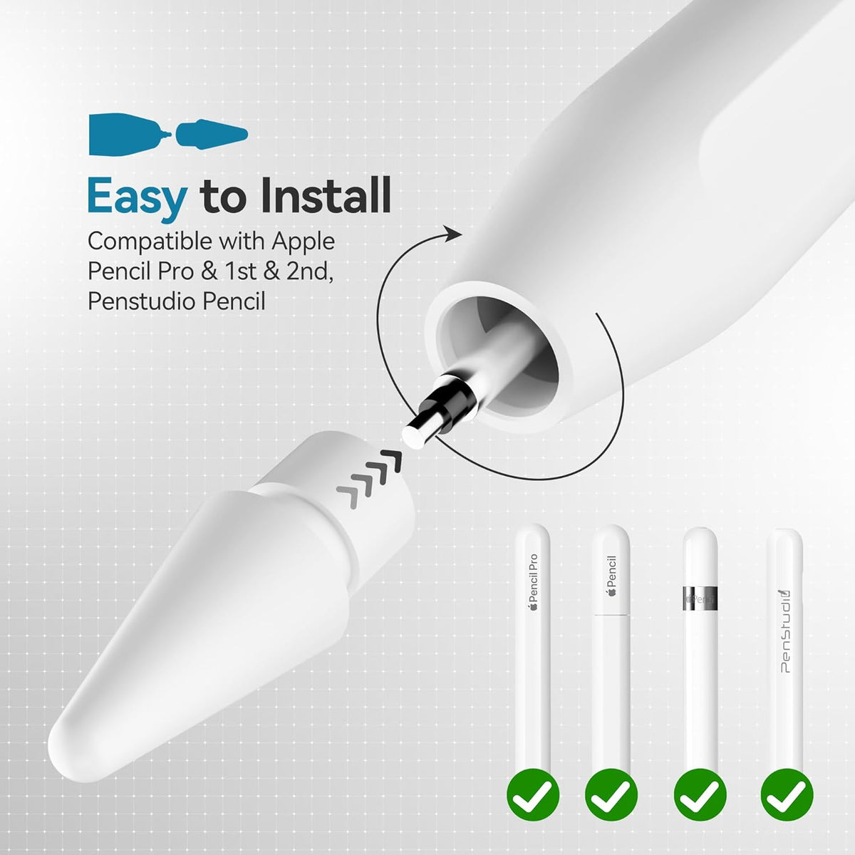 Replacement Tips for Apple Pencil Pro/1st/2nd &USB-C, 3 Pack High Sensitivity Nibs, Durable Stylus Pen Tip Accessories, Precise Control No Delay, Smooth iPencil Tips Replacement (Black)