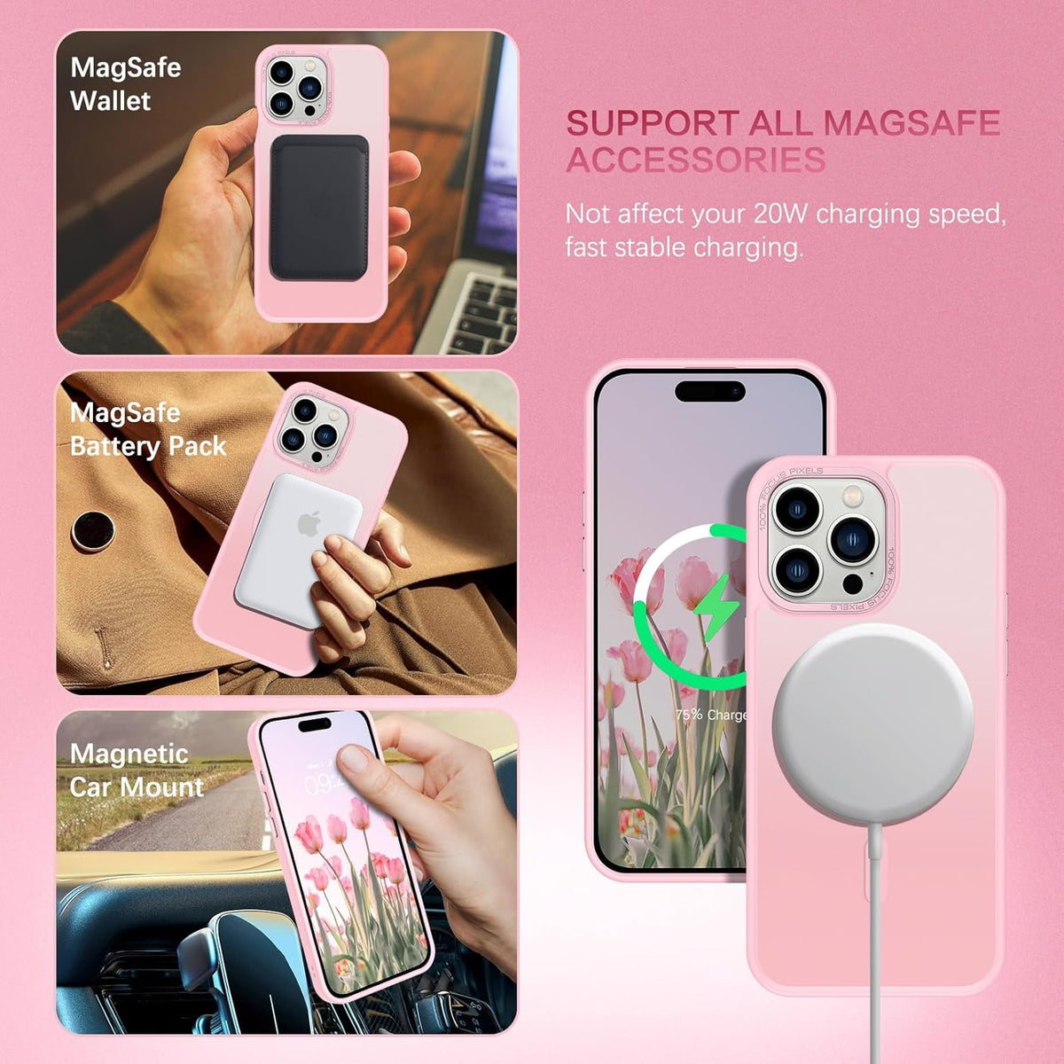 BENTOBEN iPhone 14 Pro Case, Tender Pink [Compatible with Magsafe] Slim Fit Shockproof Protective Cover (6.1")