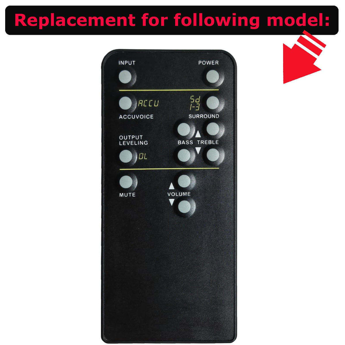 Replacement Remote Control for ZVOX Sound Base Soundbase Omni Z-Base 220 320 330 350 420 440 450 550 555 580 670 770 SoundBar TV Speaker (with
