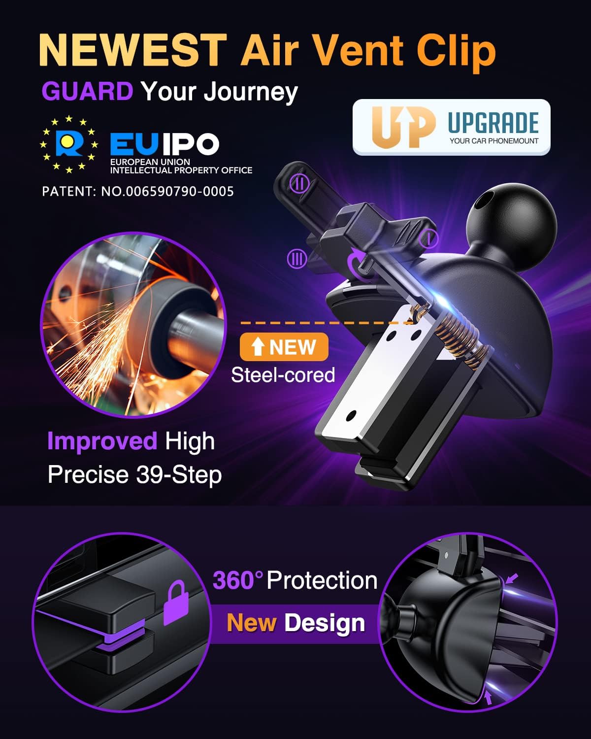 [Pro Version] VANMASS Universal Car Phone Mount - Super Suction Cup Dashboard Holder, Compatible with iPhone 15, 14,