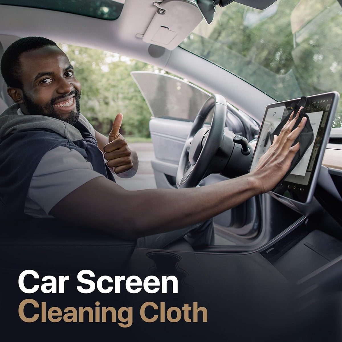 Kuzy 3 Pack Premium Microfiber Cleaning Cloth - Large Reusable Cloth for Glasses, Screens, MacBook Laptops, TVs, and Electronics - Scratch-Free, Lint-Free Cleaner, 3 Pack - Black