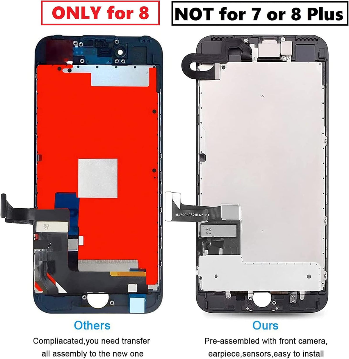 iPhone 8 Screen Replacement - Black Full Assembly 4.7" 3D Touch LCD Display with Repair Tools