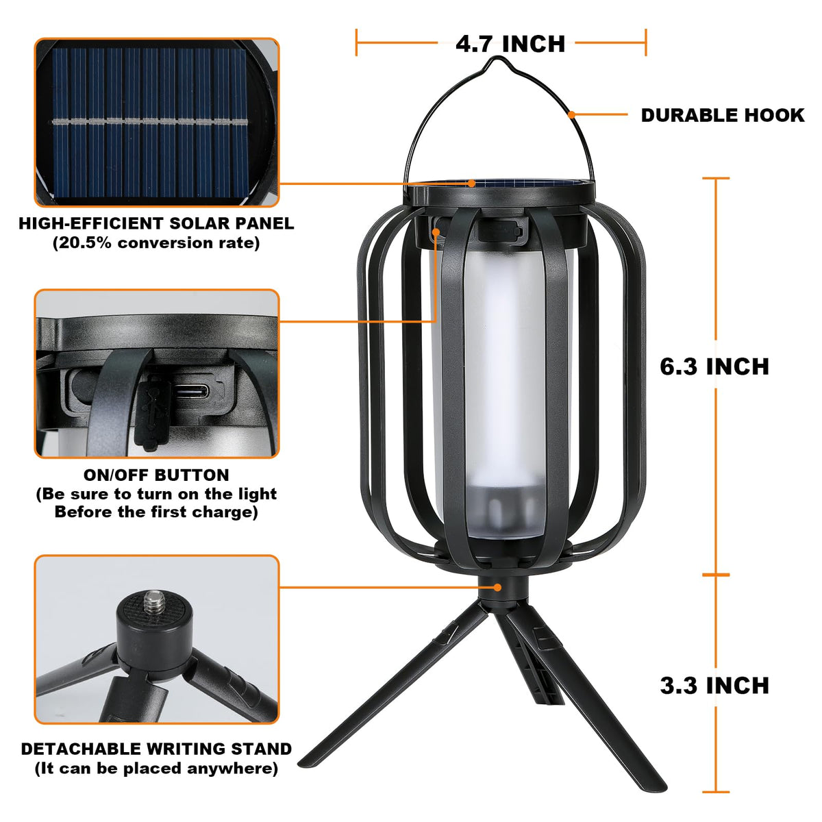 Solar Lantern Outdoor Lights, 2 Pack Waterproof Solar Powered Lanterns with Flickering Flame, Hanging Lantern Decorative for Outside, Solar Powered