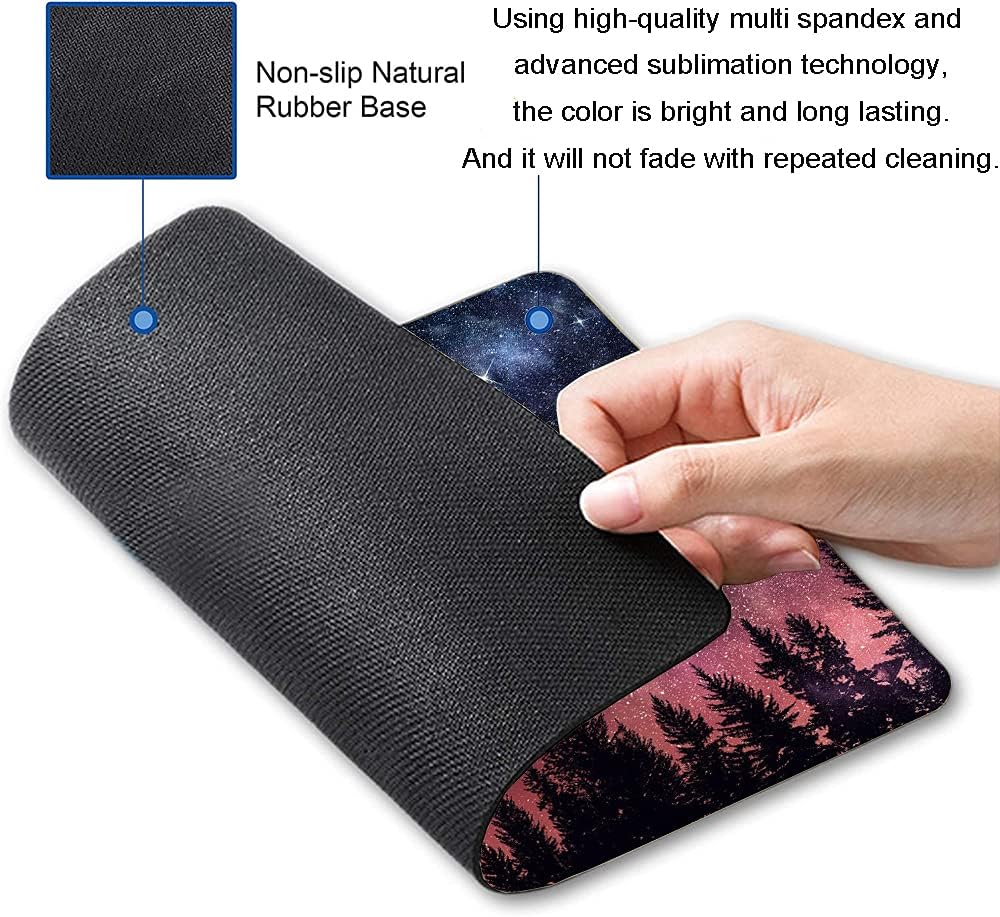 Hokafenle Square Mouse Pad, Galaxy Mouse Pad, Mouse Mat Square Waterproof Mouse Pad Non-Slip Rubber Base MousePads for Office Laptop, Pines Trees