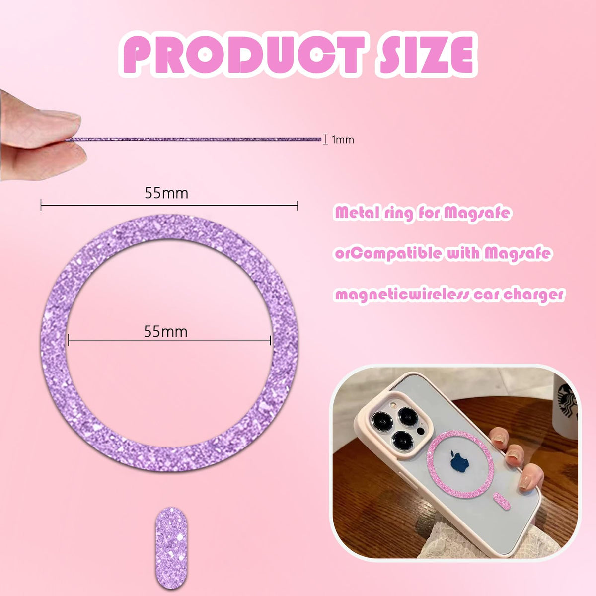 SiJiMingyue Universal Magnetic Rings (2 Pack) Magsafe Sticker Conversion Kit Compatible with iPhone 16/15/14/13/12 Series & All Phone Cases