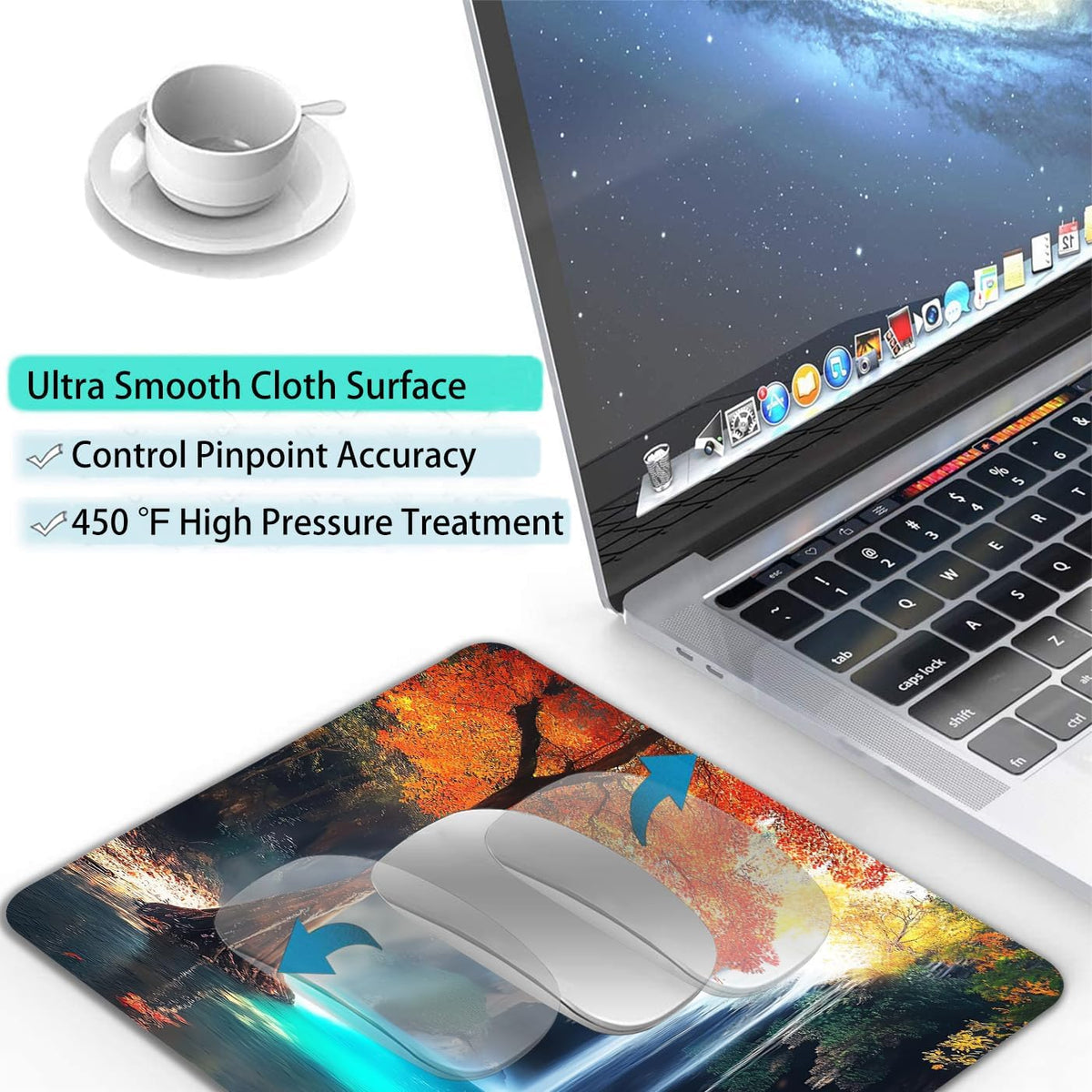 Aesthetic Natural Lake Forest Custom Mouse Pad with Non-Slip Rubber, Small Square Design for Wireless Laptop & Computer Mouse Pads for Desk, 9.5 x 7.9 inch Smooth Surface for Gaming & Office