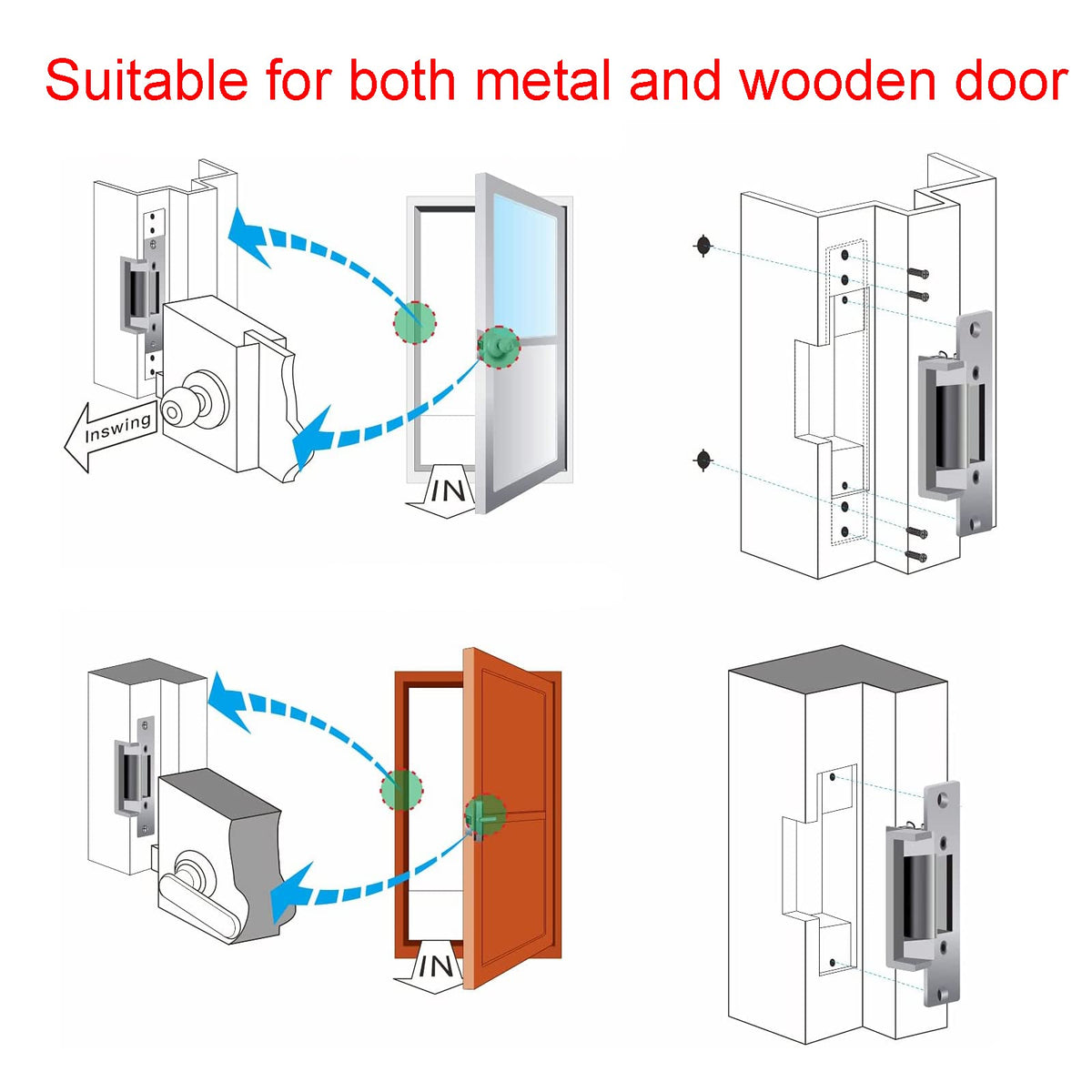 MIMIRACLE Heavy Duty Electric Door Strike Lock ANSI Standard Fail-Secure or Fail-Safe Adjustable for Access Control System Cylindrical Mechanical